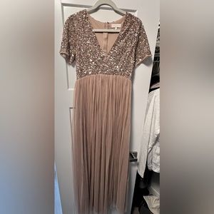 Maya Maternity Bridesmaid short sleeve maxi tulle dress